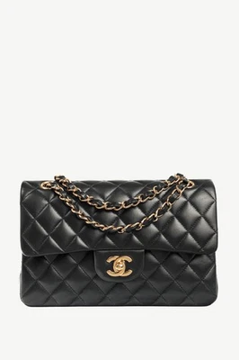 Bolso Chanel Pequeño Clásico Negro Piel de Cordero Acolchado Doble Solapa Foto 1 de 4