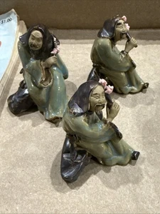 Set of 3 - Vintage Chinese - Japanese Mud Man Figurines - 2" Tall - Picture 1 of 3