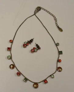 PILGRIM Halskette mit bunten Strass-Steinen & Ohrsteckern - Danish Design - Bild 1 von 5