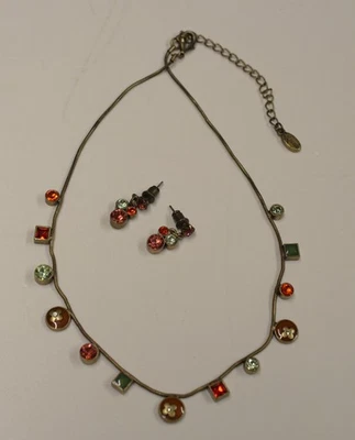 PILGRIM Halskette mit bunten Strass-Steinen & Ohrsteckern - Danish Design - Bild 1 von 4