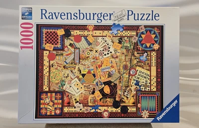 Puzzle 1000 Pieces Ravensburger Vintage Games 194063 Checkers Cards Dominos Gift - Image 1 of 4