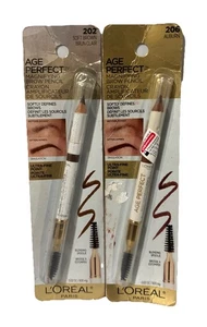 2X L'Oréal Paris Age Perfect Brow Pencil, Soft Brown -  with Vitamin E #202/#206 - Picture 1 of 4