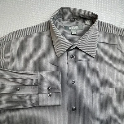 Kenneth Cole Reaction Men's Gray Striped Slim Fit Long Sleeve Dress Shirt - Image 1 of 4