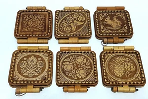 Specchio da viaggio in legno corteccia di betulla specchio da tasca specchio trucco prodotto ecologico fatto a mano - Foto 1 di 34
