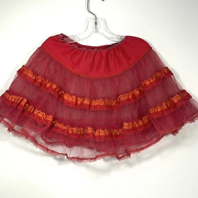 Tutú Rojo Tul Bajo Falda Niñas Talla M Encaje Satinado Volantes De Colección LEER Foto 1 de 4