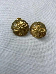 Napier Sand Dollar Earrings Screw Back Earrings Statement Gold Round - Picture 1 of 3