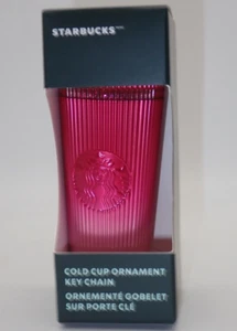NUOVO Starbucks Cold Cup ornamento portachiavi plissettato rosa ombretto 3" scatola sigillata - Foto 1 di 3