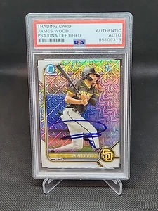 James Wood FIRMATO 2022 Bowman Cromo Mega 1st Prospect AUTO PSA/DNA NATS QTY - Foto 1 di 2