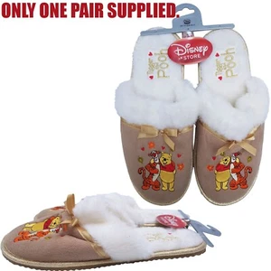 Disney Store Winnie The Pooh Tigger Slippers Beige Plush Adults Mule UK Size 7-8 - Picture 1 of 14