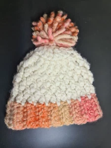 Hand Knitted Pure Wool Beanie with Pom Pom. One Size. Pastel Colours. - Picture 1 of 5