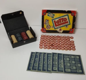 VTG Milton Bradley Game of Lotto #4303 game original box + Bakelite poker chips - Picture 1 of 23