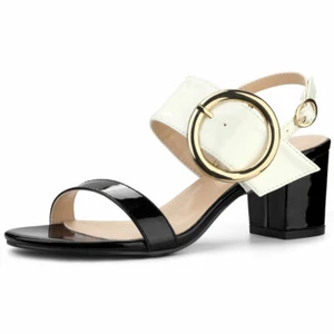 Allegra K Women's Block Heel Slide Heeled Sandals - Picture 1 of 9