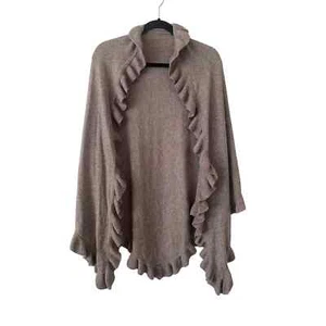 Grey Ruffled Cashmere Open Front Cardigan / Scarf / Wrap - Picture 1 of 4