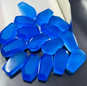 Ataúd de calcedonia azul, corte facetado espalda plana natural al por mayor lote de piedras preciosas - Imagen 1 de 10