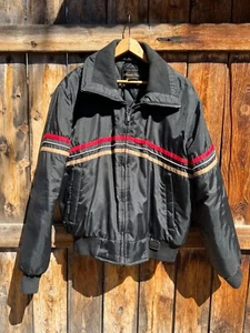 Chaqueta de motocicleta vintage mediana MD Yamaha Maxim Wear negra roja a rayas 7073 - Imagen 1 de 12