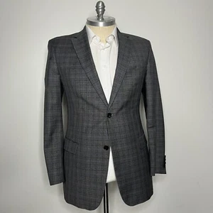 Abrigo Blazer Chaqueta Deportivo Hugo Boss Para Hombre 44L Marrón Lana Cuadros 2 Botones - Imagen 1 de 14
