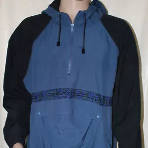 Claybrooke Sport Blue and Black Hooded Pullover Windbreaker - Picture 1 of 9