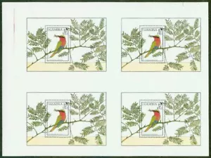Gambia 1988 12d Red-throated Bee-eater Bird PROOF BLOCK - Picture 1 of 1