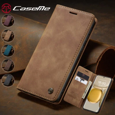 Magnetic Wallet Case Card Leather Flip Cover for Huawei P50/Mate 30/Mate 60 Pro - Image 1 of 4