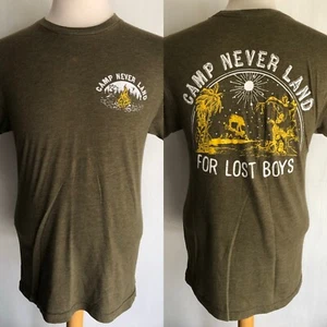 CAMP NEVER LAND FOR LOST BOYS Official Disney Peter Pan T-Shirt Size Medium - Picture 1 of 7