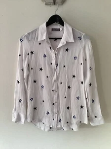 Gorgeous Ladies Mint Velvet White & Blue Star Print Blouse, UK Size 10, Good Con - Picture 1 of 4