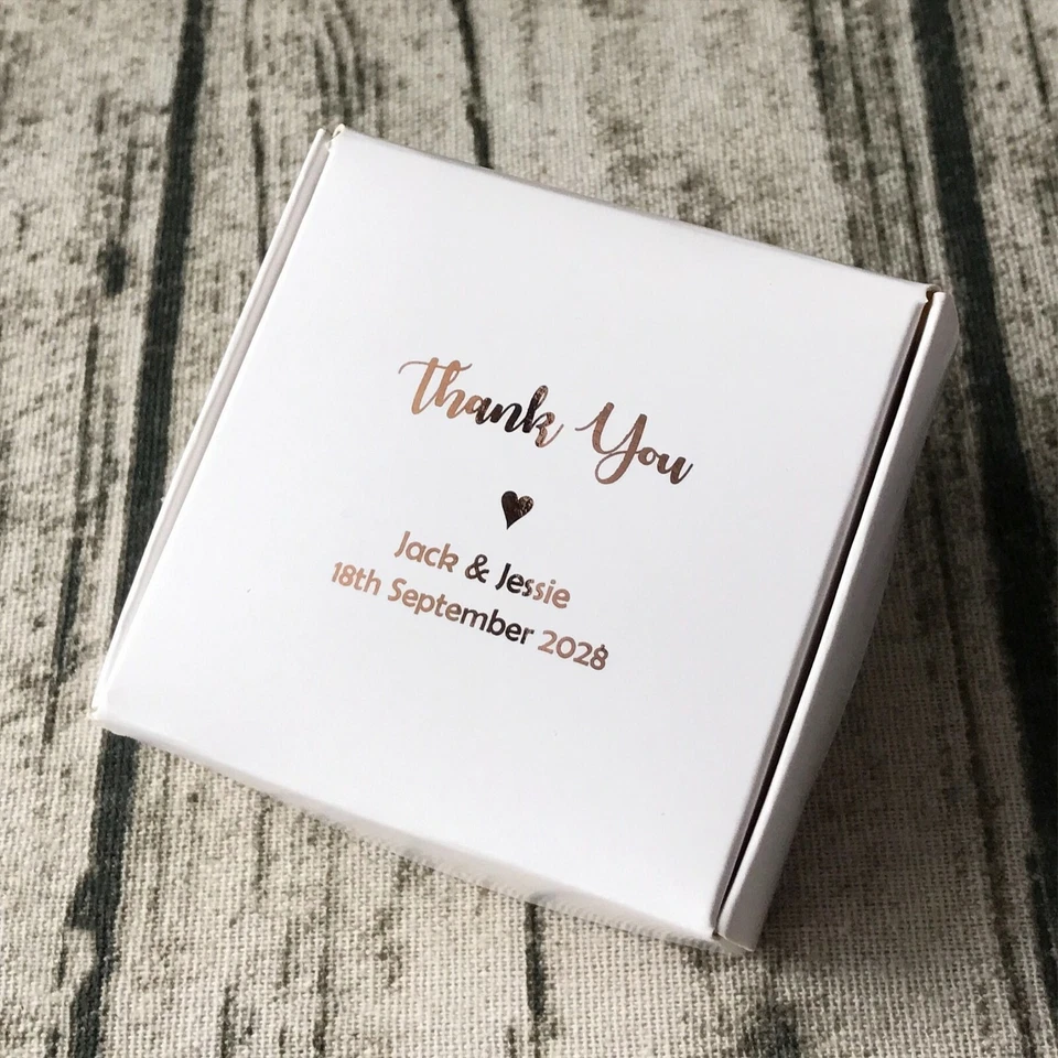 100 Rose Gold Blush Pink Foil Wedding Party Favour Boxes Personalised Gift Candy - image 1 of 4