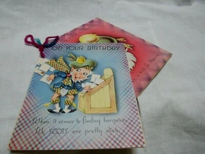 1941 Used Double (2 cards in 1) Scots Birthday Card Unusual Cute! - Picture 1 of 7