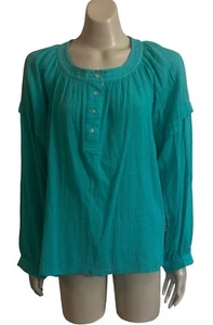 Blusa Bull Rush Mujer Talla XS 8-10 Algodón Calce Relajado Pestaña Frontal Manga Larga Verde - Imagen 1 de 13