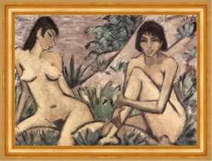 Zwei in Dünen sitzende Mädchen um 1926 Expressionismus Otto Mueller A2 Gold 29 - Bild 1 von 1