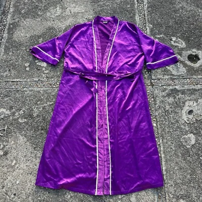 JANA JIRA Satin Robe Kimono Purple 3/4 Sleeves One Size  Long - Image 1 of 4