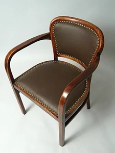 THONET Poltrona Sedia Pelle Legno Curvato - Foto 1 di 7