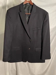 Haggar 48R Black 2Btn Metal Crest Button Single Vent Sport Coat Blazer Jacket - Picture 1 of 7