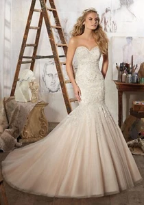 Mori lee Wedding Dress Style 8125 MARIELA Size 12 Ivory/Caramel New W/Tags - Picture 1 of 12