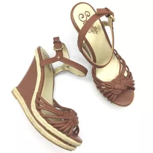 Seychelles Anthropologie Knot Leather Wedges Brown Boho Casual Strappy Sandals - Picture 1 of 7