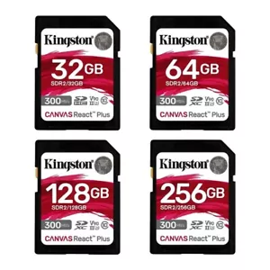 Kingston Canvas React Plus 32GB 64GB 128GB 256GB UHS-II V90 U3 SD Memory Card - Picture 1 of 8
