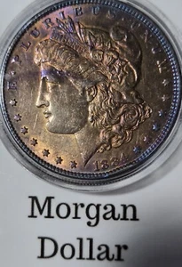 1884-O Morgan Dollar Flashy Rainbow Toned Gem BU + - Bild 1 von 2