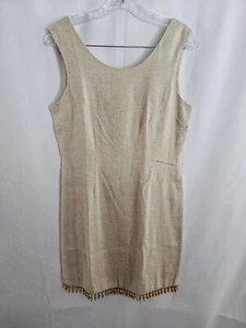Petite Sophisticate Dress Women's Beige Linen Blend Sleeveless Size 6 - Picture 1 of 7
