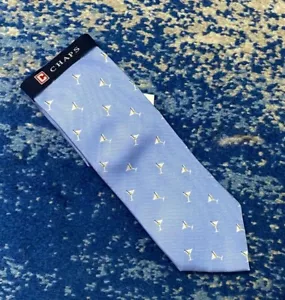 NUEVO Chaps Ralph Lauren Azul Verde Plata Martini Gafas Aceitunas Corbata de Seda - Imagen 1 de 5