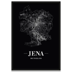 JUNIWORDS Stadtposter, Jena, Schwarz, Kunstdruck Plan Map - Bild 1 von 7