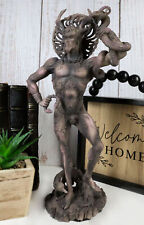 Celtic Shaman God Cernunnos The Horned God Holding Torc & Snake With Fox Statue