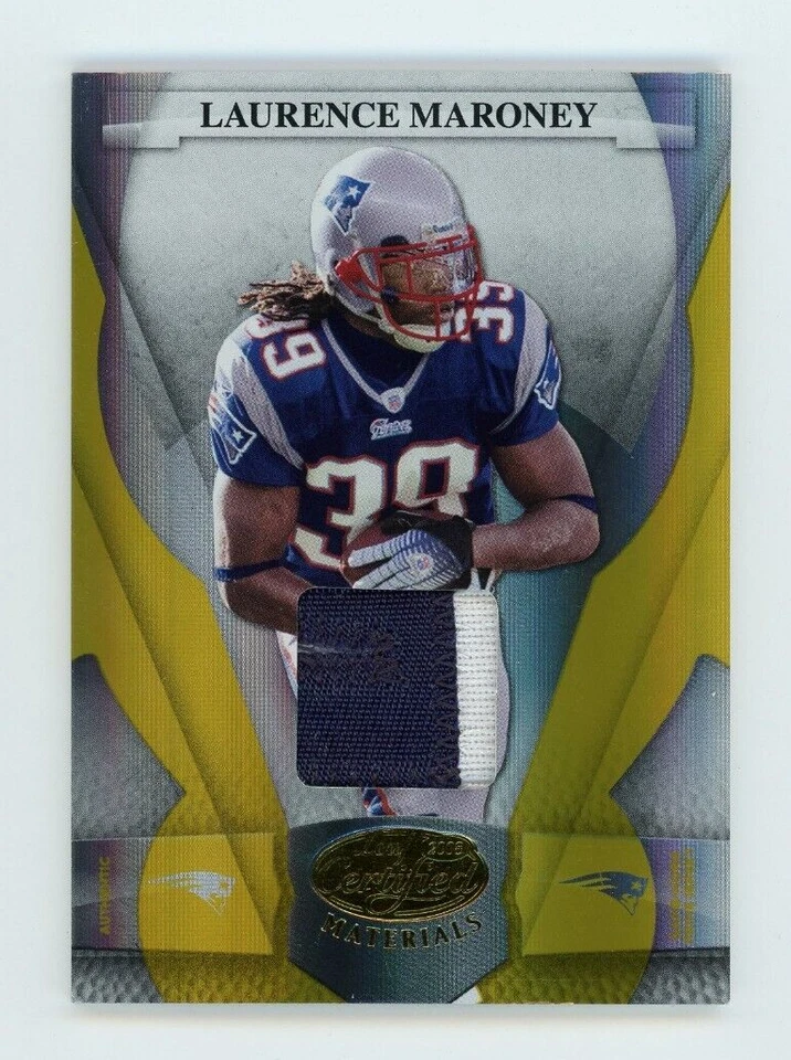 2008 Leaf Certified Laurence Maroney Patch Gold Mirror /25 Game Used Jersey SP - Image 1 of 2