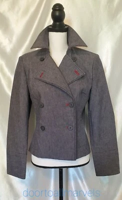 Tommy Hilfiger Chaqueta Moto Academia Estructurada Rojo Borde Mujer Talla Pequeña Foto 1 de 4