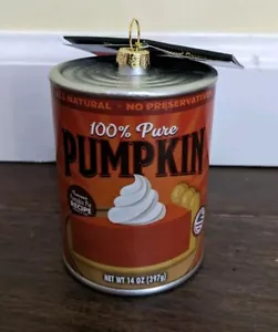 NEW 3.2" GLASS 100% PURE PUMPKIN CAN FOOD Christmas Ornament New Robert Stanley - Picture 1 of 4