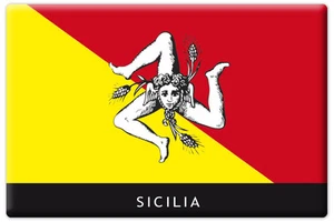 MAGNETE RETTANGOLARE CALAMITA FRIDGE MAGNET SICILIA SIMBOLO LOGO TRINACRIA - Picture 1 of 1