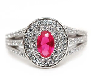 2CT Treated Ruby & Topaz 925 Solid Sterling Silver Ring Jewelry Sz 8 - Picture 1 of 3