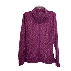 NWOT Columbia Sweatshirt Womens Large Full Zip Pink Waffle Knit Pockets - Picture 1 of 9