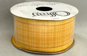 Offray Wired Ribbon Roll YELLOW PLAID 1 1/ 2 in x 9 ft NEW - Picture 1 of 3