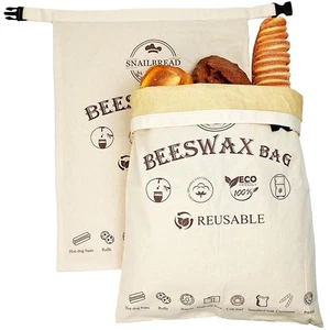 Reusable Beeswax Bread Bags for Sourdough: XL Eco-Friendly Fresh Food Storage... - Foto 1 di 6