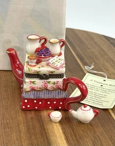 Porzellan aufklappbare Schmuckdose Teekanne Frühstückstisch Obstschale Zeitung - Bild 1 von 10