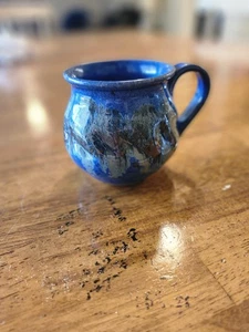 Stoneware Pottery Mug Drip Glaze Blue Coffee Mug - Picture 1 of 5